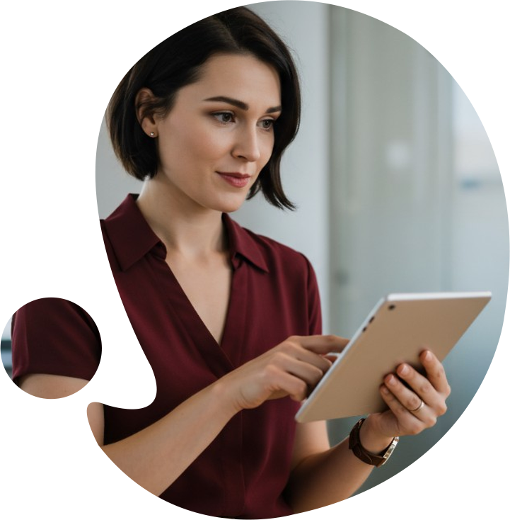 Consultant reviewing a project on a tablet